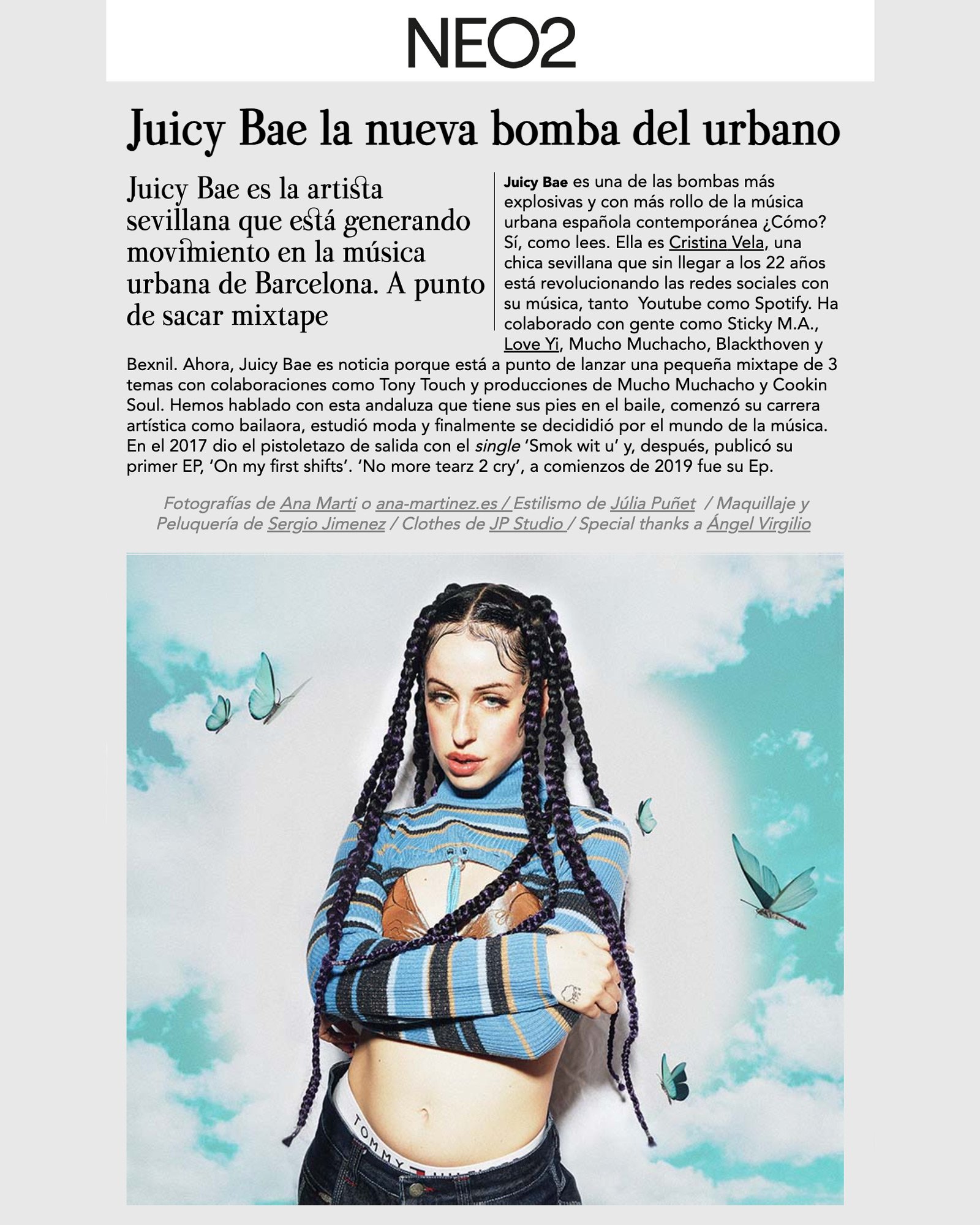 Juicy Bae wearing custom look by Júlia Puñet for Neo2 editorial