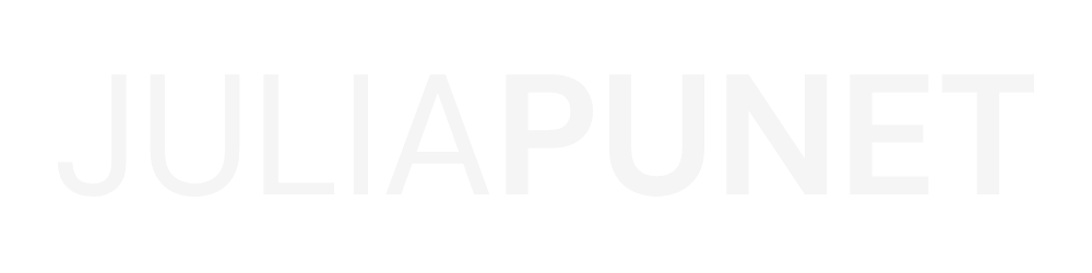 Minimal typographic logo for Júlia Puñet in white on transparent background.