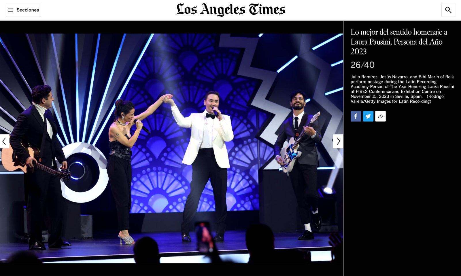 Bebe performing live during Latin Grammy Week 2023 alongside musicians on stage
