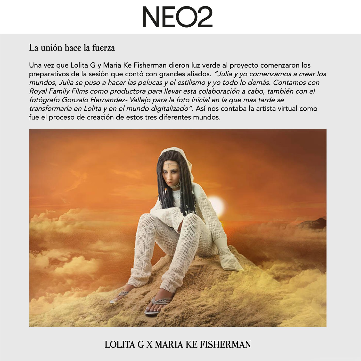 Lolita G wearing handcrafted wig by Júlia Puñet for Neo2 editorial