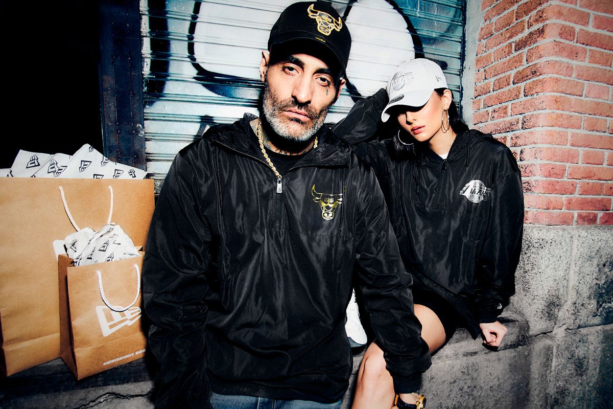 Models wearing New Era S21 Capsule Collection in an urban nightlife editorial campaign directed by Júlia Puñet.