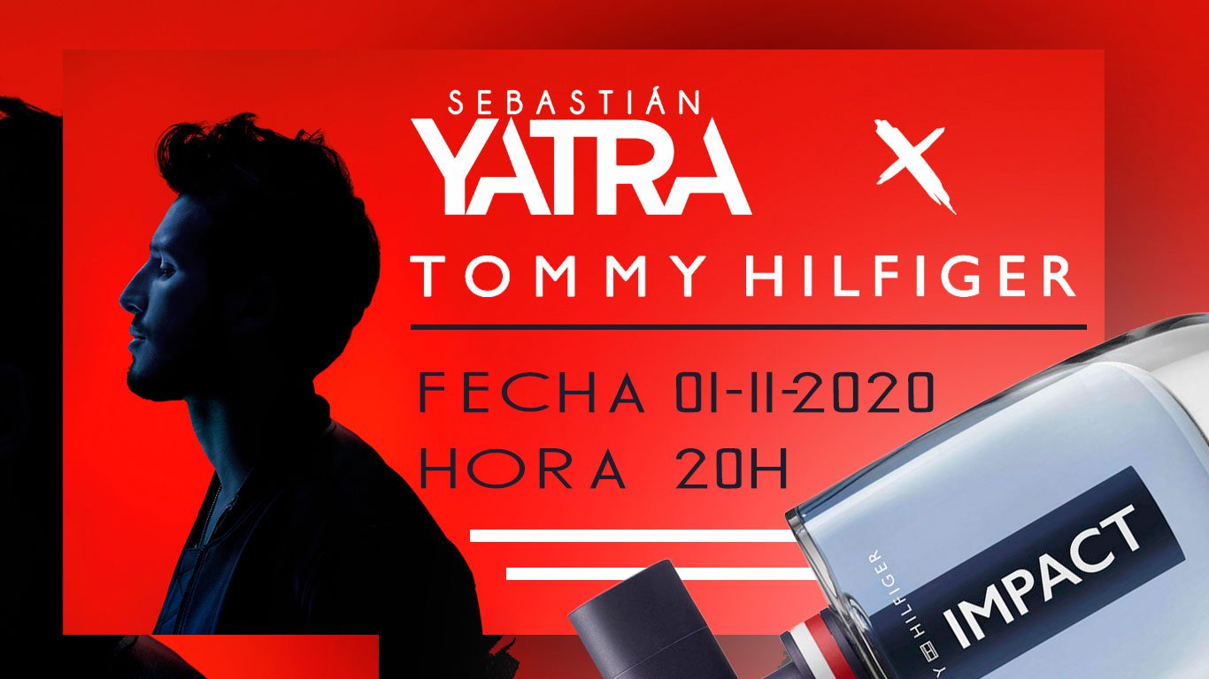 Digital event invitation design for Tommy Hilfiger Impact featuring Sebastián Yatra.